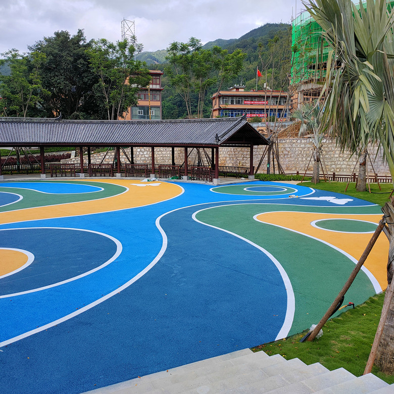 屏邊口袋公園彩色透水混凝土地坪
